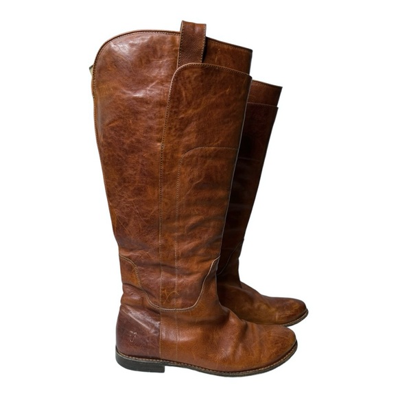 Frye Women’s 10 Paige Cognac Tall Riding Boots Wide Calf - Picture 2 of 16